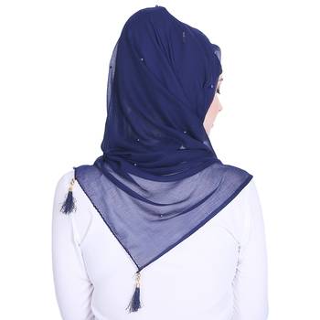Blue plain chiffon hijab 2