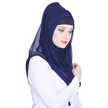 Blue plain chiffon hijab 4