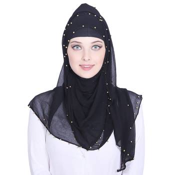 Black plain chiffon hijab 1
