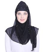 Black plain chiffon hijab