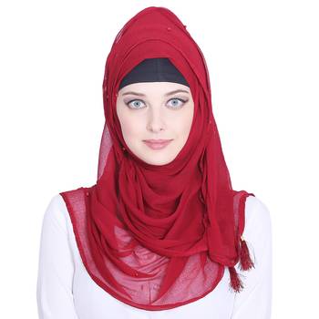 Red plain chiffon hijab 1