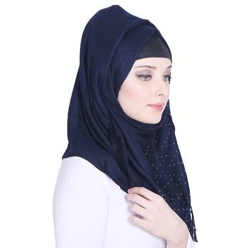 Blue plain viscose hijab 4