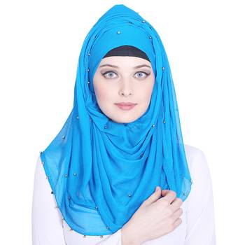 Blue plain chiffon hijab 1
