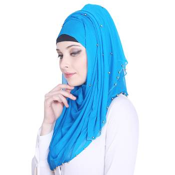 Blue plain chiffon hijab 3