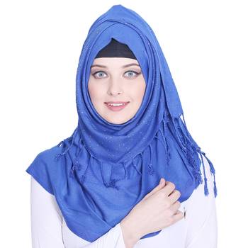 Blue plain viscose hijab 1