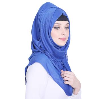 Blue plain viscose hijab 4