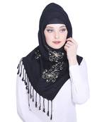 Black embroidered viscose hijab