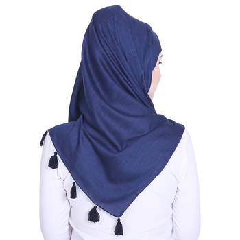 Blue plain viscose hijab 2