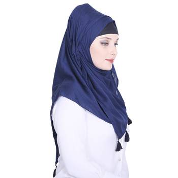 Blue plain viscose hijab 4