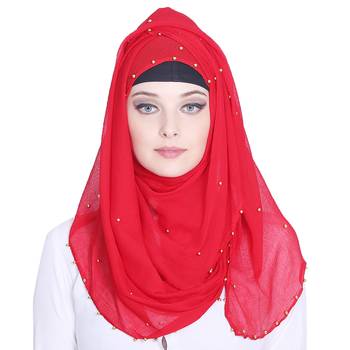Red plain chiffon hijab 1