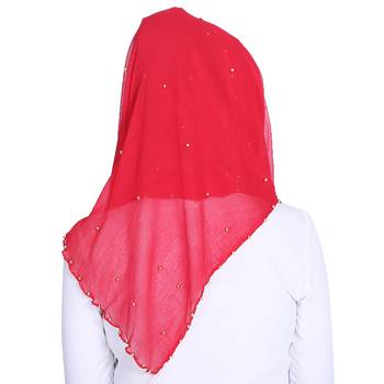 Red plain chiffon hijab 2