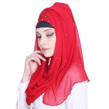 Red plain chiffon hijab 3