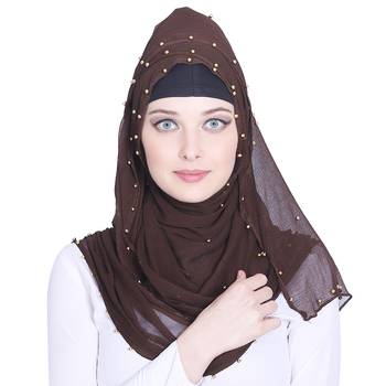 Brown plain chiffon hijab 1