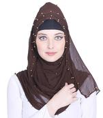 Brown plain chiffon hijab