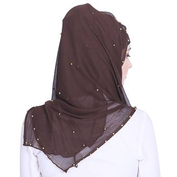 Brown plain chiffon hijab 2