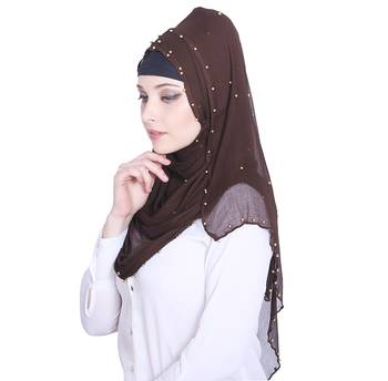 Brown plain chiffon hijab 3