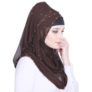 Brown plain chiffon hijab 4