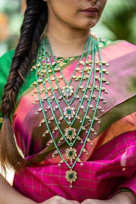Green Jade And Kundan Sabyasachi Panchlada Raani Haar Necklace 4