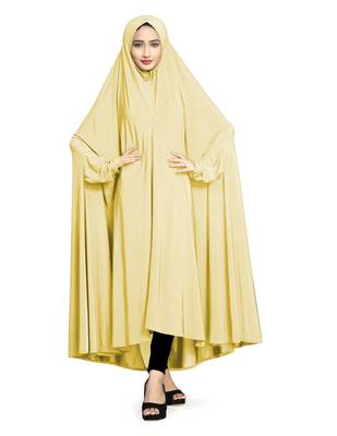 Cream Plain Lycra Burka 1