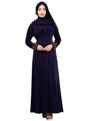 Navy-Blue Plain Lycra Burka 1