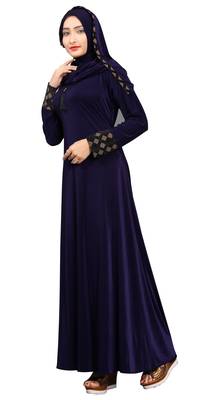 Navy-Blue Plain Lycra Burka 2