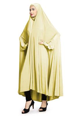 Cream Plain Lycra Burka 2