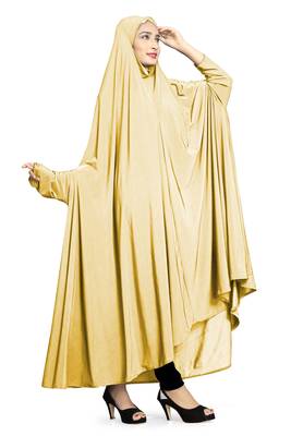 Cream Plain Lycra Burka 4