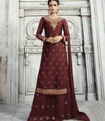 Blood Red Resham Embroidery Georgette Salwar