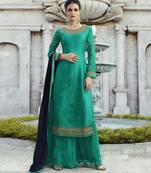 Turquoise Resham Embroidery Georgette Salwar