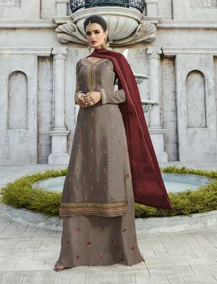 Grey Resham Embroidery Georgette Salwar 1
