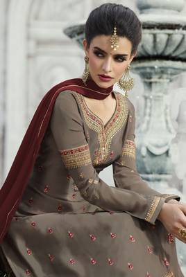 Grey Resham Embroidery Georgette Salwar 3