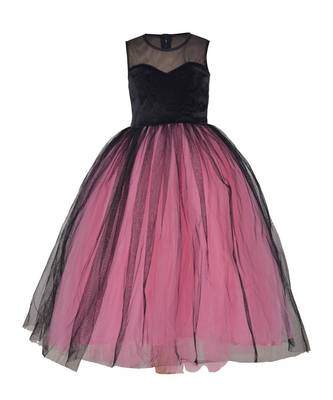 Pink Plain Net Kids Girl Gowns 1