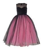 Pink Plain Net Kids Girl Gowns