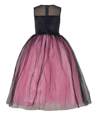Pink Plain Net Kids Girl Gowns 3
