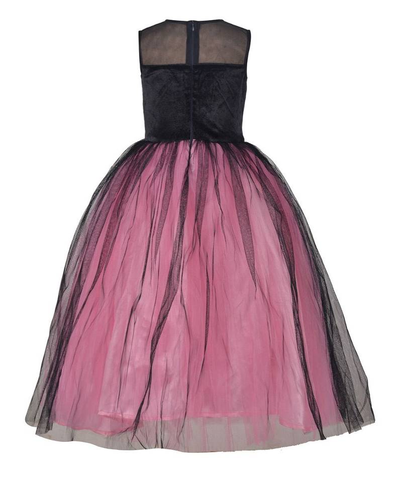 Pink Plain Net Kids Girl Gowns