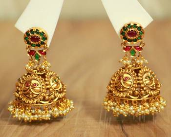 Gold Pearl Jhumkas 1