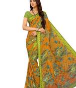Yellow Printed Chiffon Saree With Blouse
