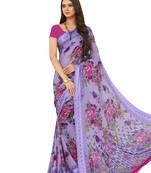Purple Printed Chiffon Saree With Blouse