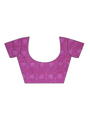 Purple Printed Chiffon Saree With Blouse 4
