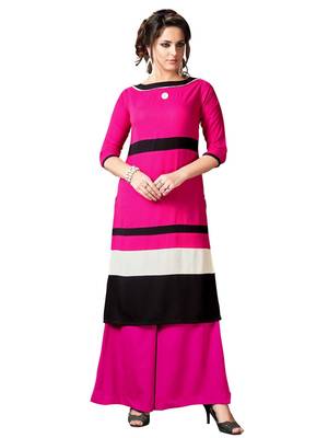 Pink Printed Rayon Kurti 1