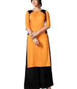 Orange Printed Rayon Kurti