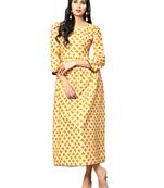 Off-white printed cotton kurti