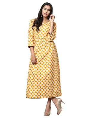 Off-white printed cotton kurti 2