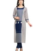 Grey printed cotton kurti