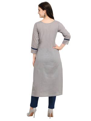 Grey printed cotton kurti 4