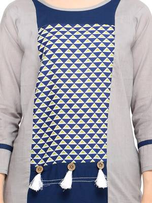 Grey printed cotton kurti 5
