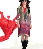 Multicolor Printed Satin Kurti