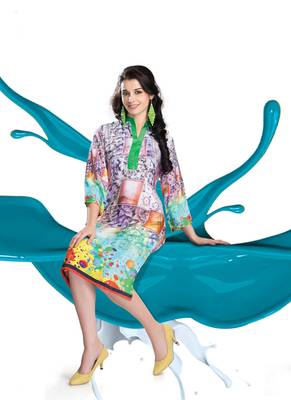Multicolor Printed Satin Kurti 1