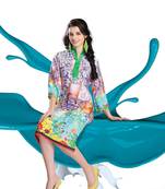 Multicolor Printed Satin Kurti