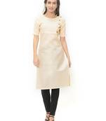 Cream plain cotton kurti